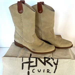 Henry Cuir Tall Tan Suede Boots